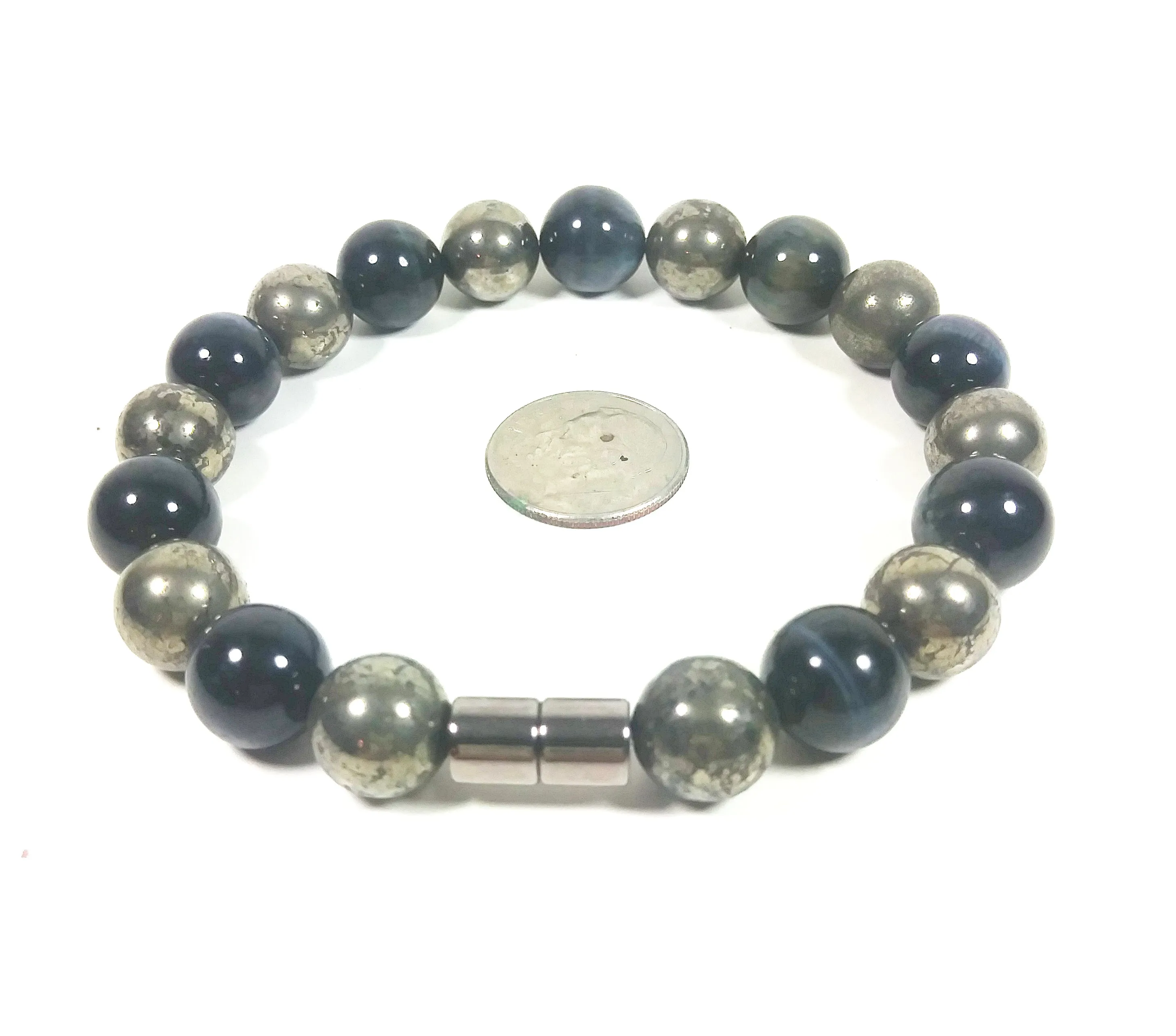 Handmade Pyrite And Blue Tiger Eye Bracelet