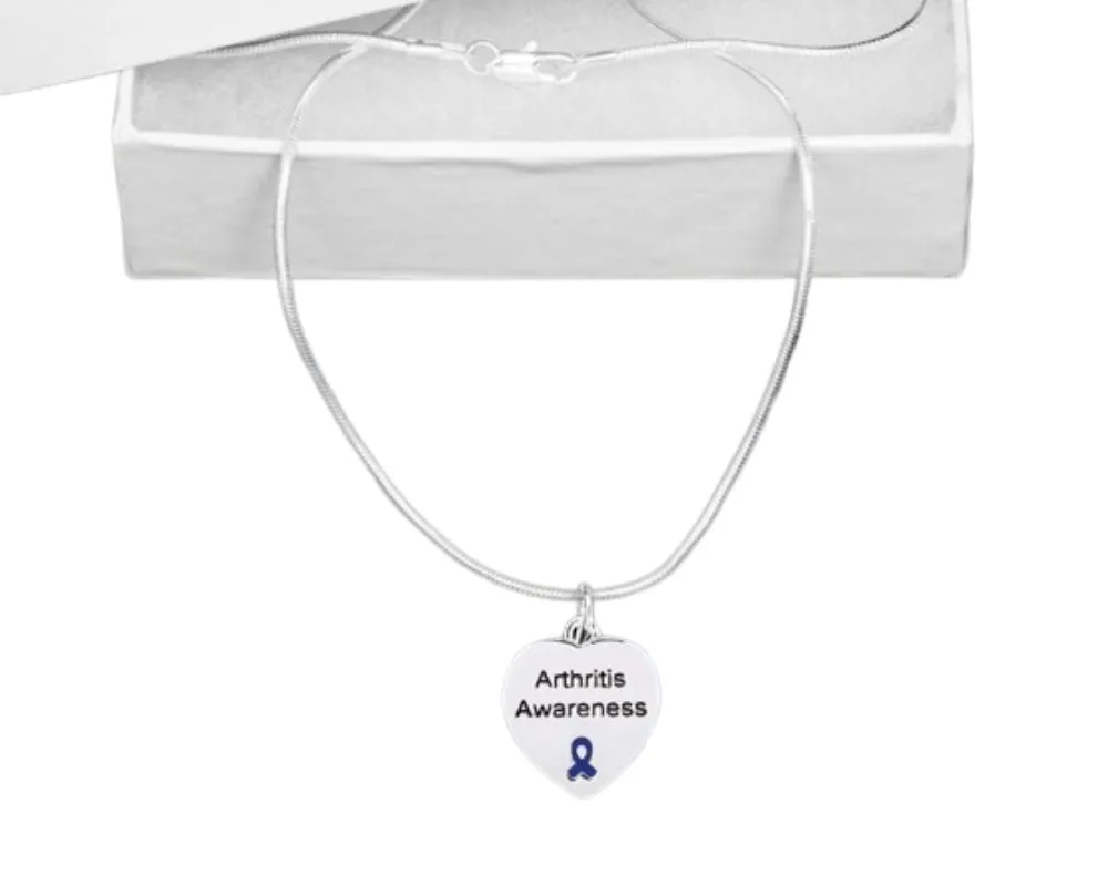 Heart Shaped Arthritis Awareness Necklaces