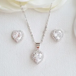 Heart Stud Earrings & Pendants Set-Diana