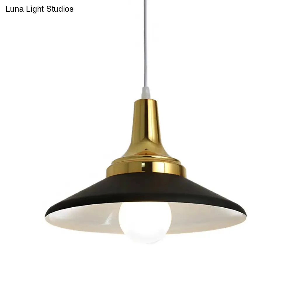 Industrial Conic Shade Pendant Light for Chic Bedroom Decor - Black Metal Suspended Fixture