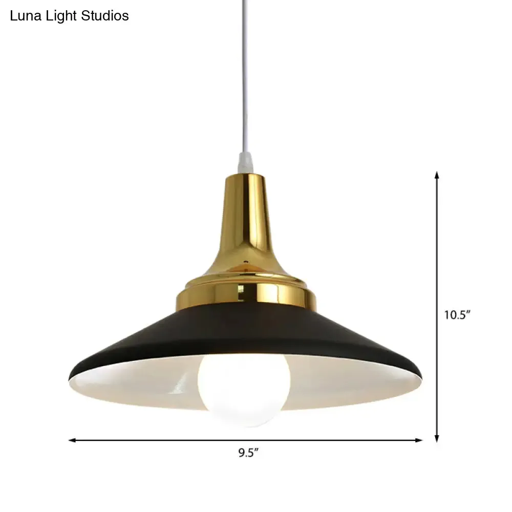 Industrial Conic Shade Pendant Light for Chic Bedroom Decor - Black Metal Suspended Fixture