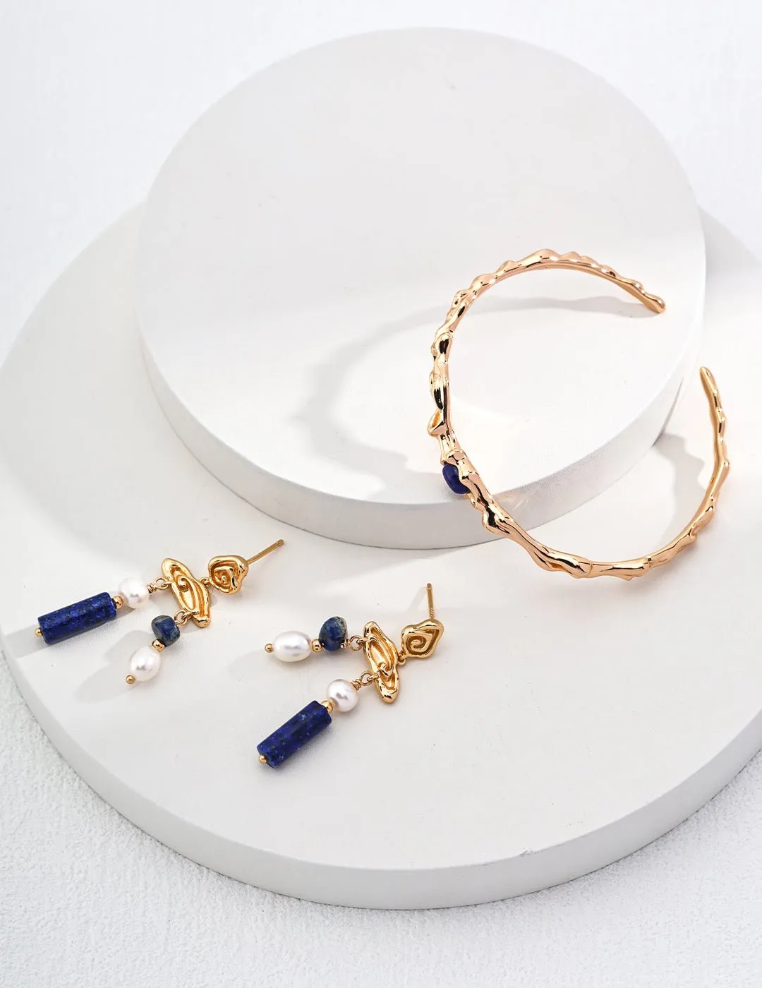 Irregular Lapis Twig-shaped Bangles Bracelets