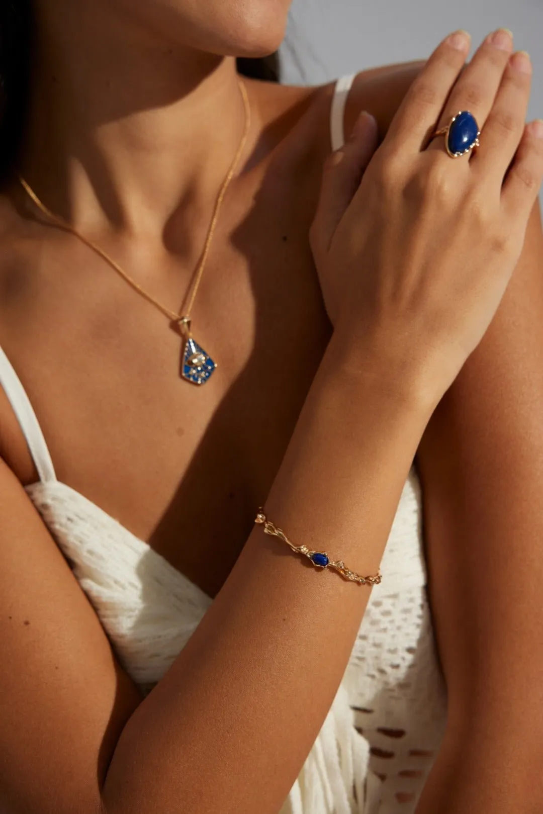 Irregular Lapis Twig-shaped Bangles Bracelets