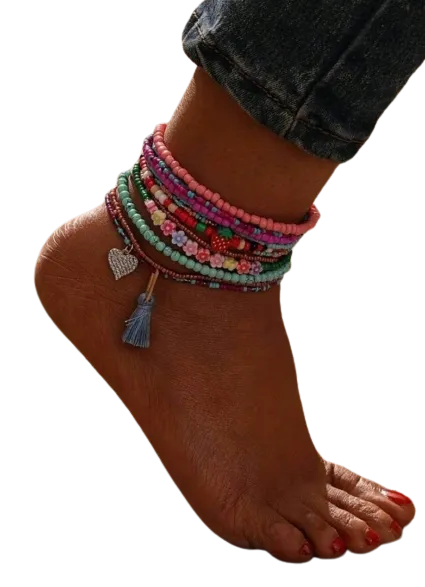 Jewellery - anklet set - bright beaded (12)