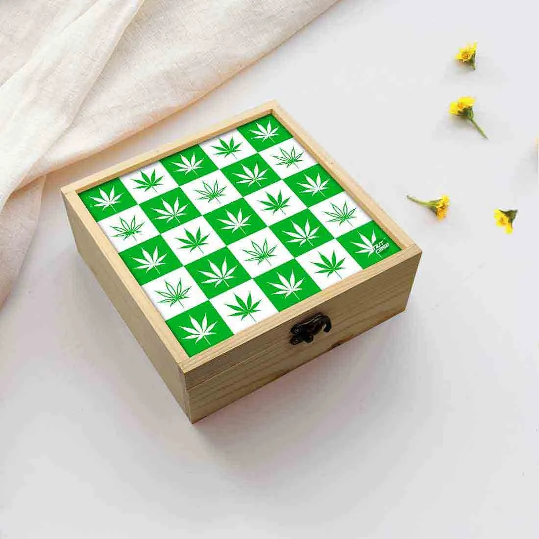 Jewellery Box Makepup Organizer -  Happy Green Leaves