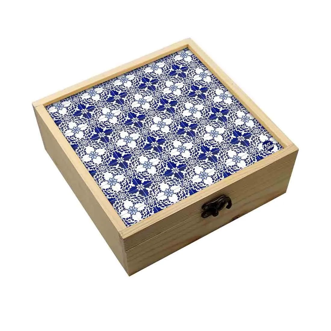 Jewellery Box Wooden Jewelry Organizer -  Floral Design Spanish Tiles