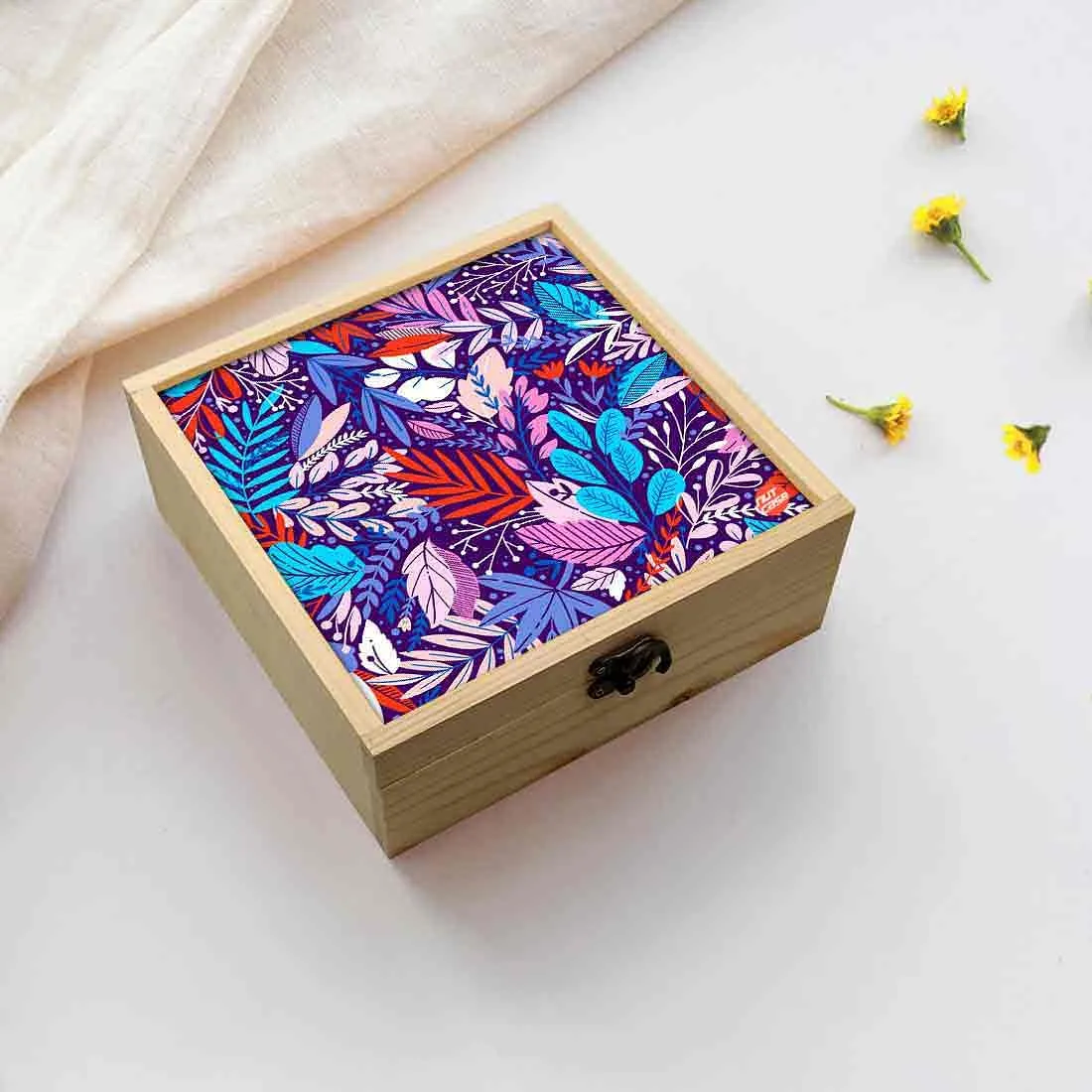 Jewellery Box Wooden Jewelry Organizer -  Purple Floral Spring Collection