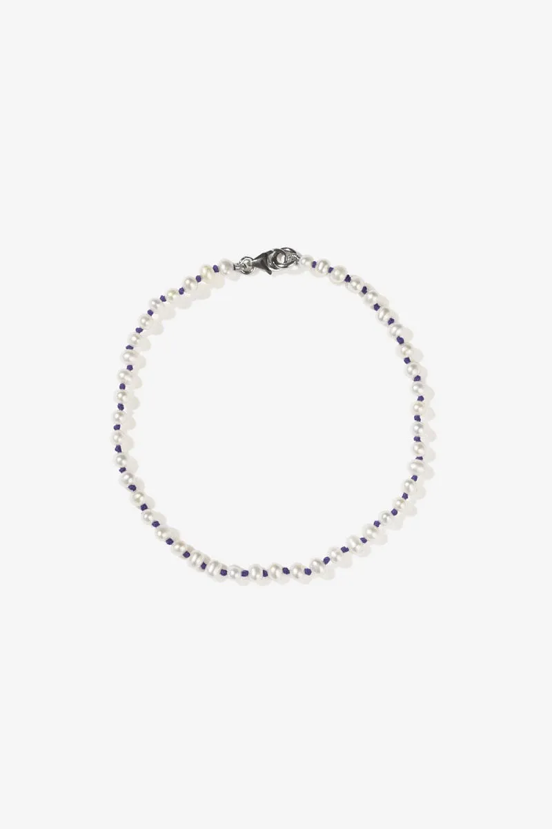 Knotted Micro Pearl Bracelet - Sterling Silver / Purple