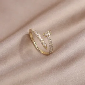 Korea New  Fashion Jewelry Exquisite 14K Real Gold Plated AAA Zircon Ring Elegant Women's Opening Adjustable Wedding Gift