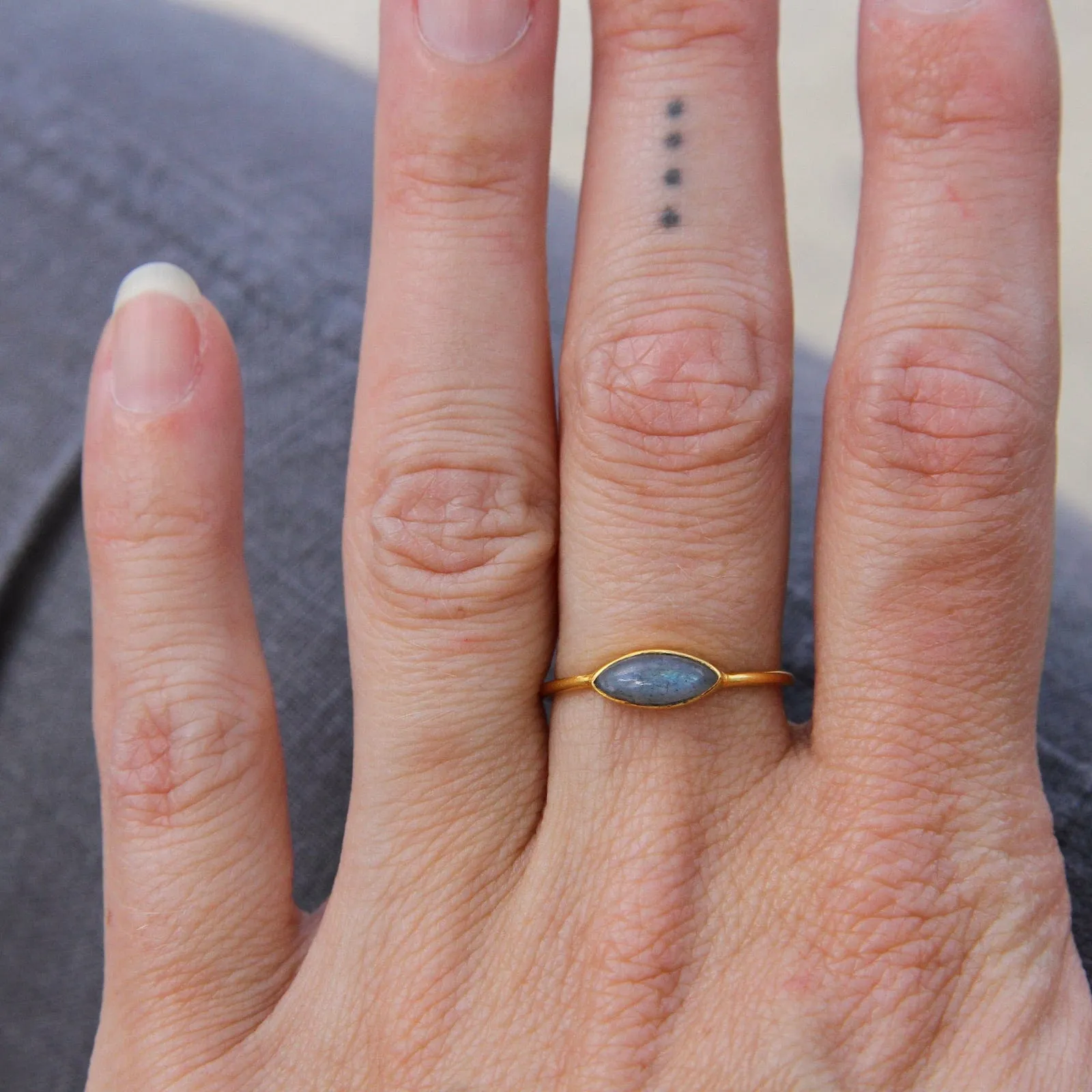 Labradorite Marquis Ring