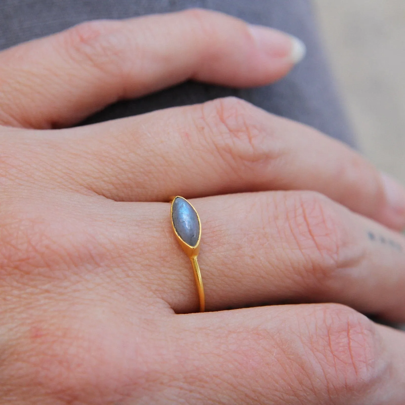 Labradorite Marquis Ring