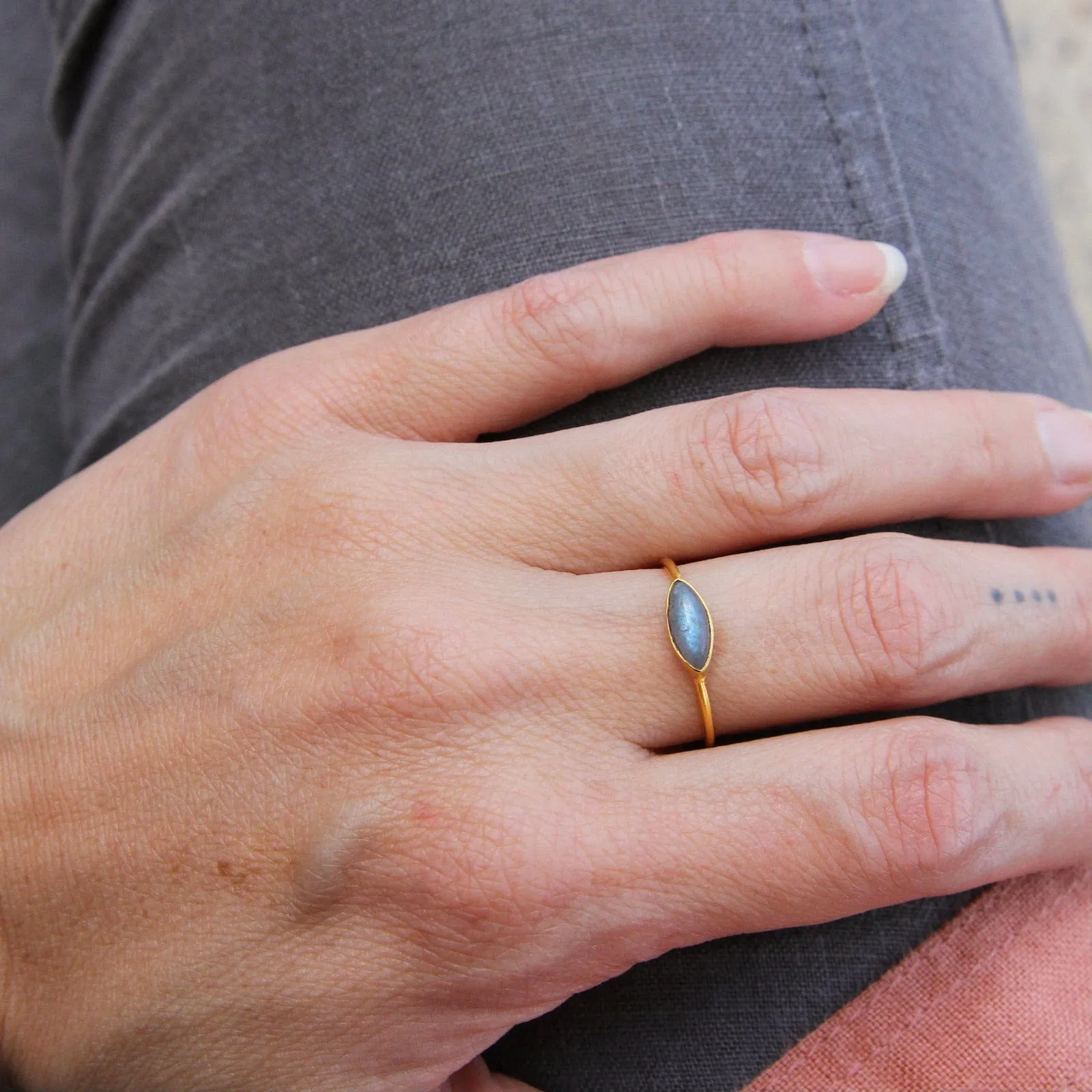 Labradorite Marquis Ring