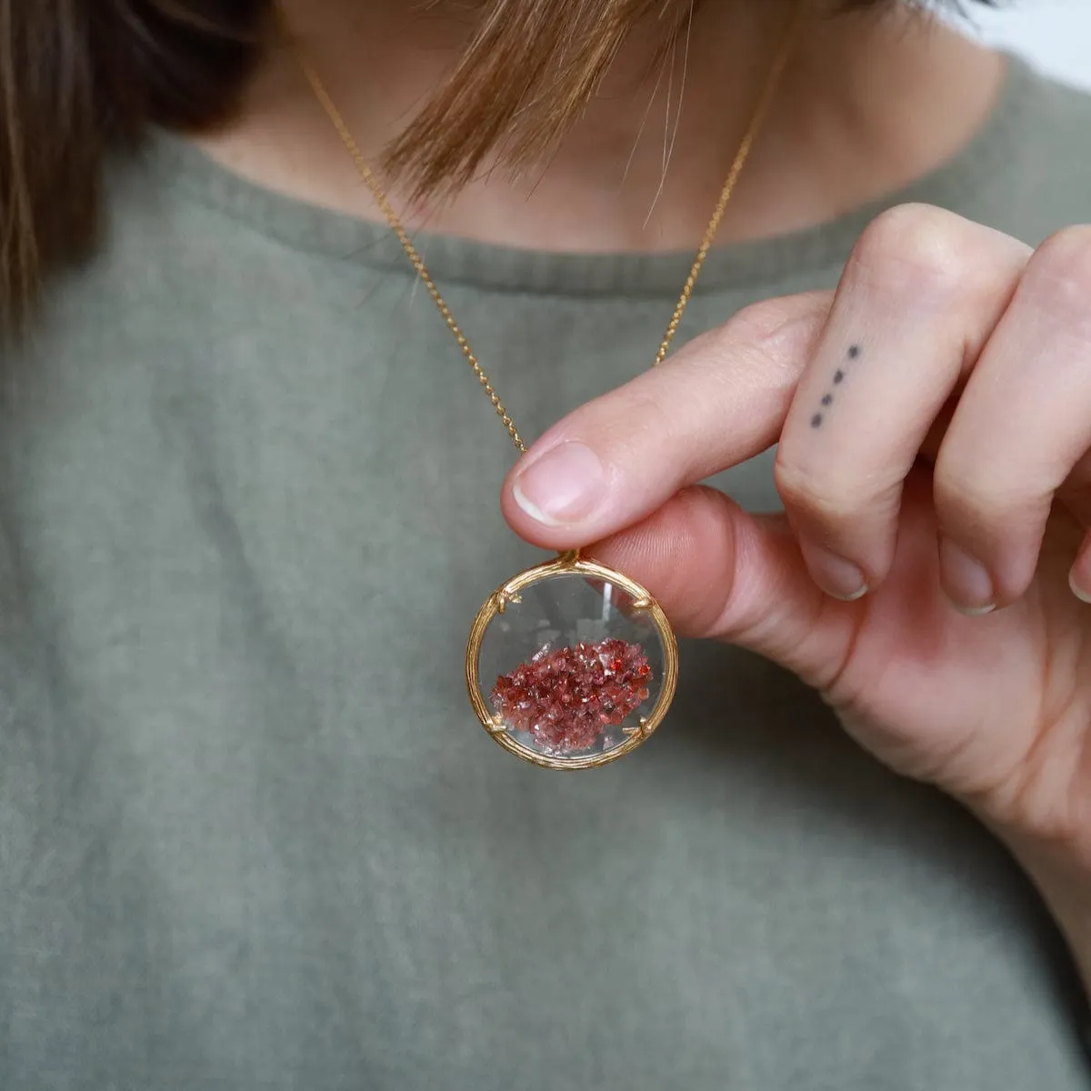 Large Shaker Necklace - 18k Gold Vermeil/Garnet