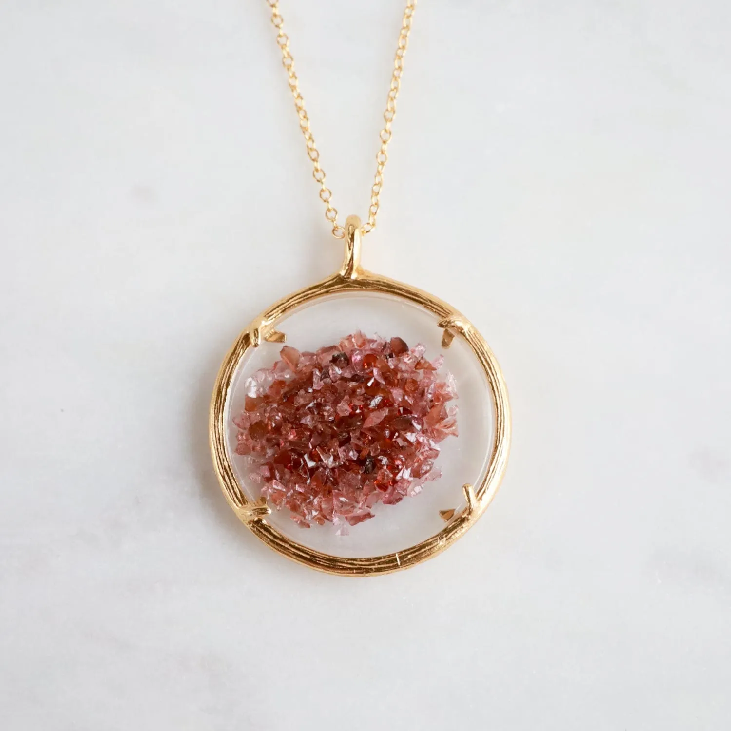 Large Shaker Necklace - 18k Gold Vermeil/Garnet