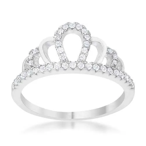 Madeline 0.2ct Rhodium Simple Crown Ring