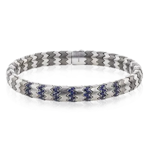 Men's Titanium Bracelet In 14k Gold With Sapphires