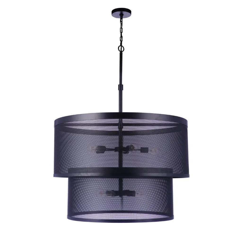 Mesh 9 Light Pendant in Flat Black