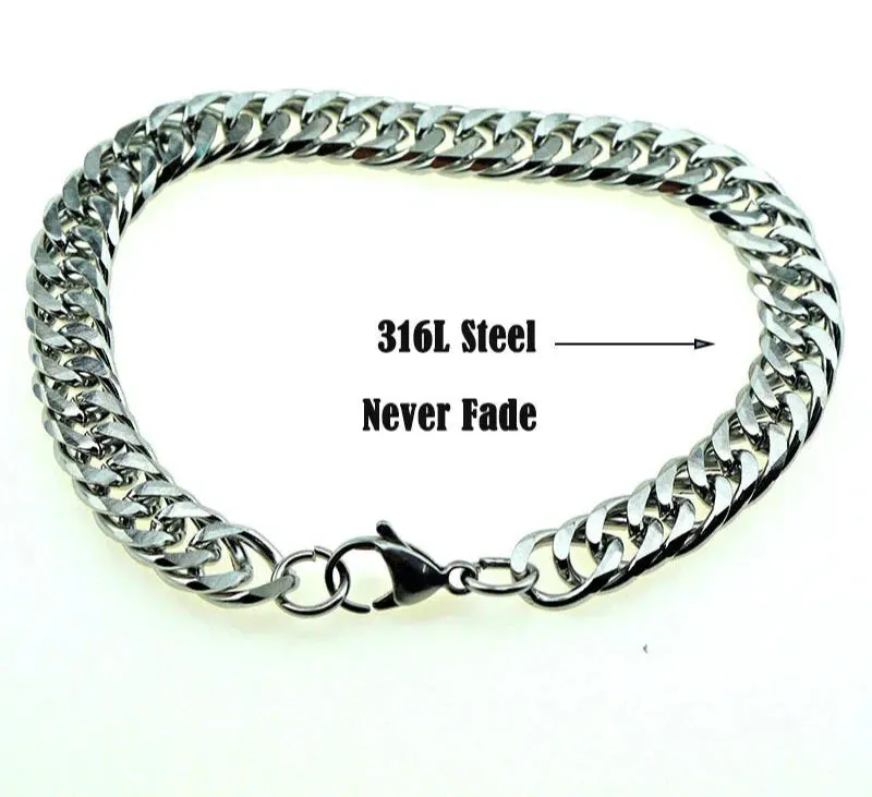 Miami Cuban Stainless Steel Chain Bracelet – 7mm Flat Curb Design for Men, Hip Hop & Rock Jewelry, Customizable, Wholesale Available