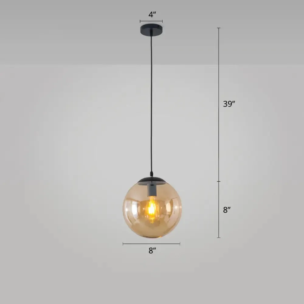 Minimalist 1-Head Glass Pendant Lamp for Restaurants with Sphere Shade