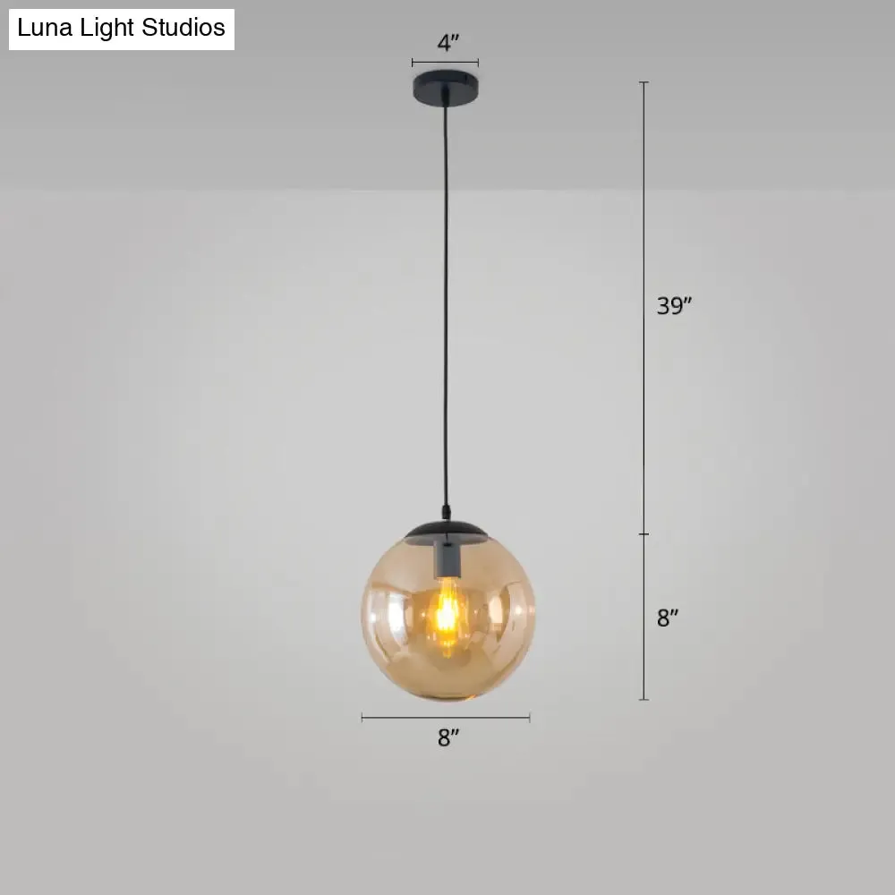 Minimalist 1-Head Glass Pendant Lamp for Restaurants with Sphere Shade