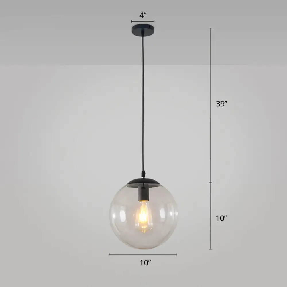 Minimalist 1-Head Glass Pendant Lamp for Restaurants with Sphere Shade