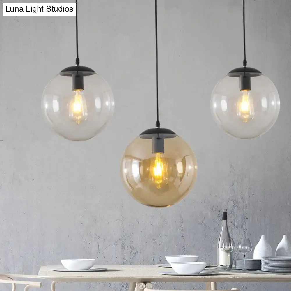 Minimalist 1-Head Glass Pendant Lamp for Restaurants with Sphere Shade