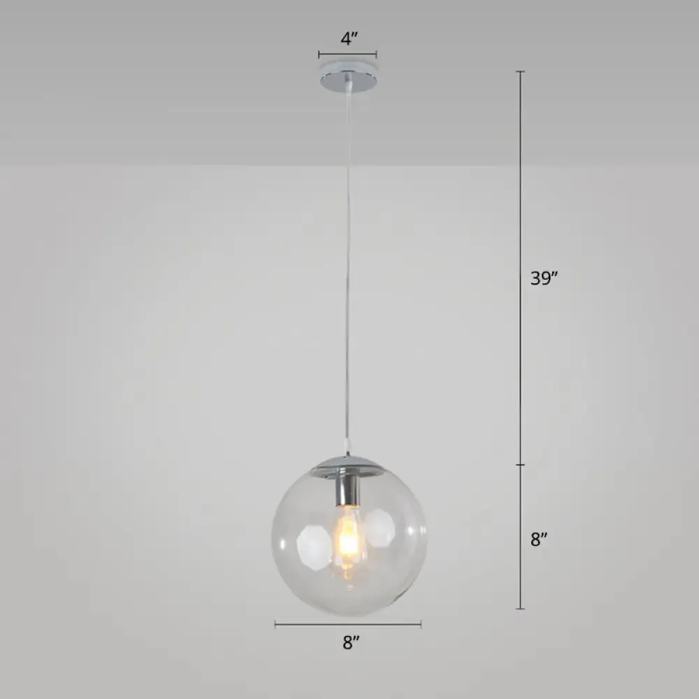 Minimalist 1-Head Glass Pendant Lamp for Restaurants with Sphere Shade