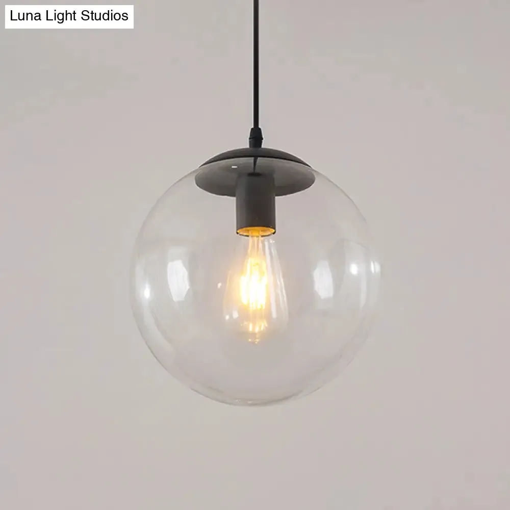 Minimalist 1-Head Glass Pendant Lamp for Restaurants with Sphere Shade