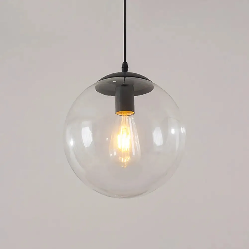 Minimalist 1-Head Glass Pendant Lamp for Restaurants with Sphere Shade