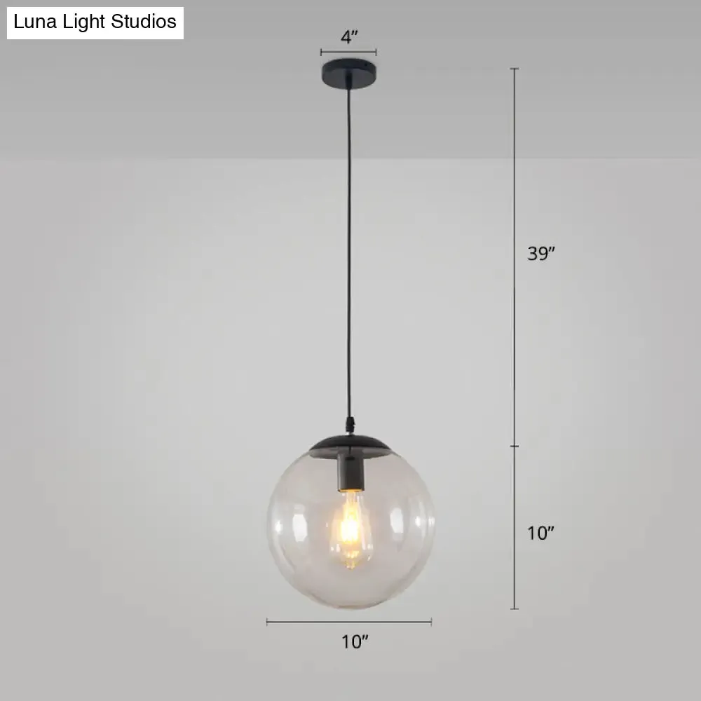 Minimalist 1-Head Glass Pendant Lamp for Restaurants with Sphere Shade