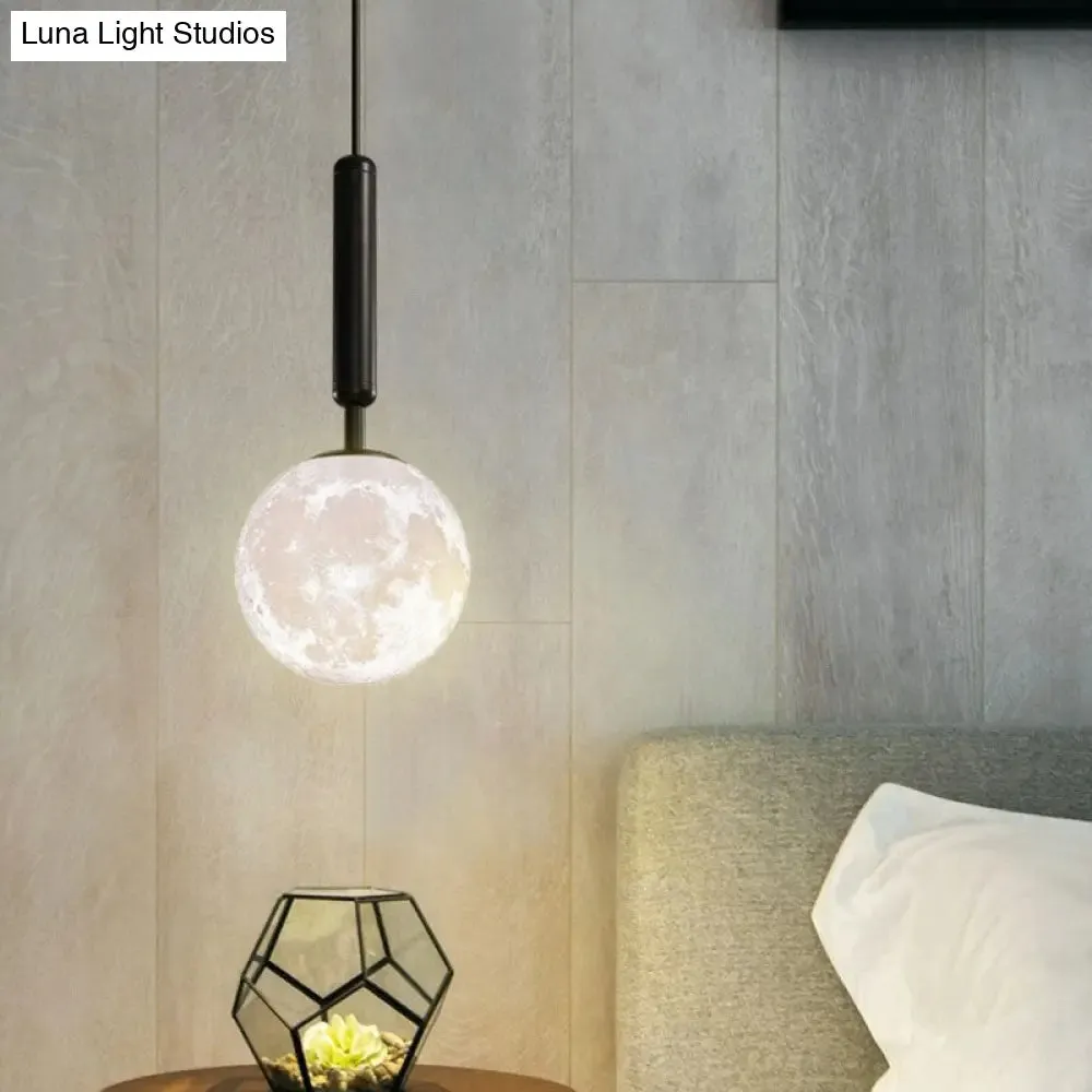 Minimalist 3D Printed Moon Pendant Light - Creative Metal Hanging Lamp