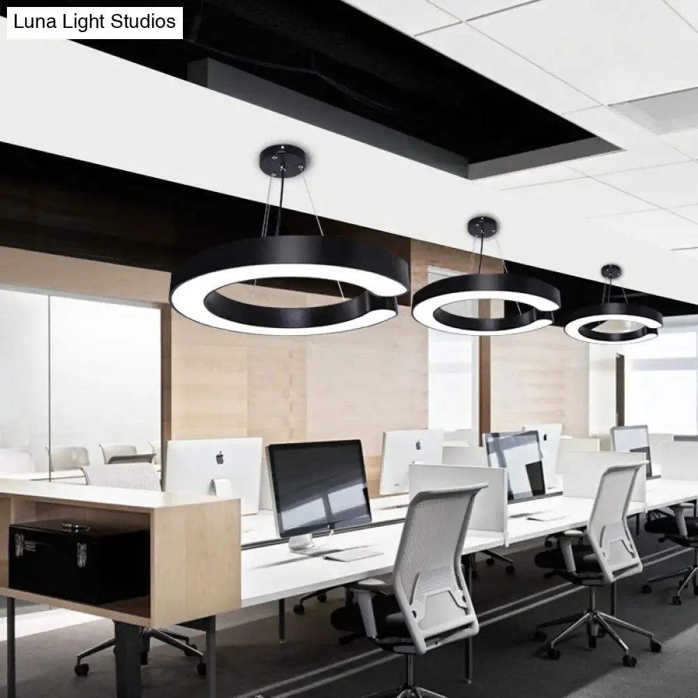 Minimalist C-Shaped LED Pendant Light for Office Ceiling