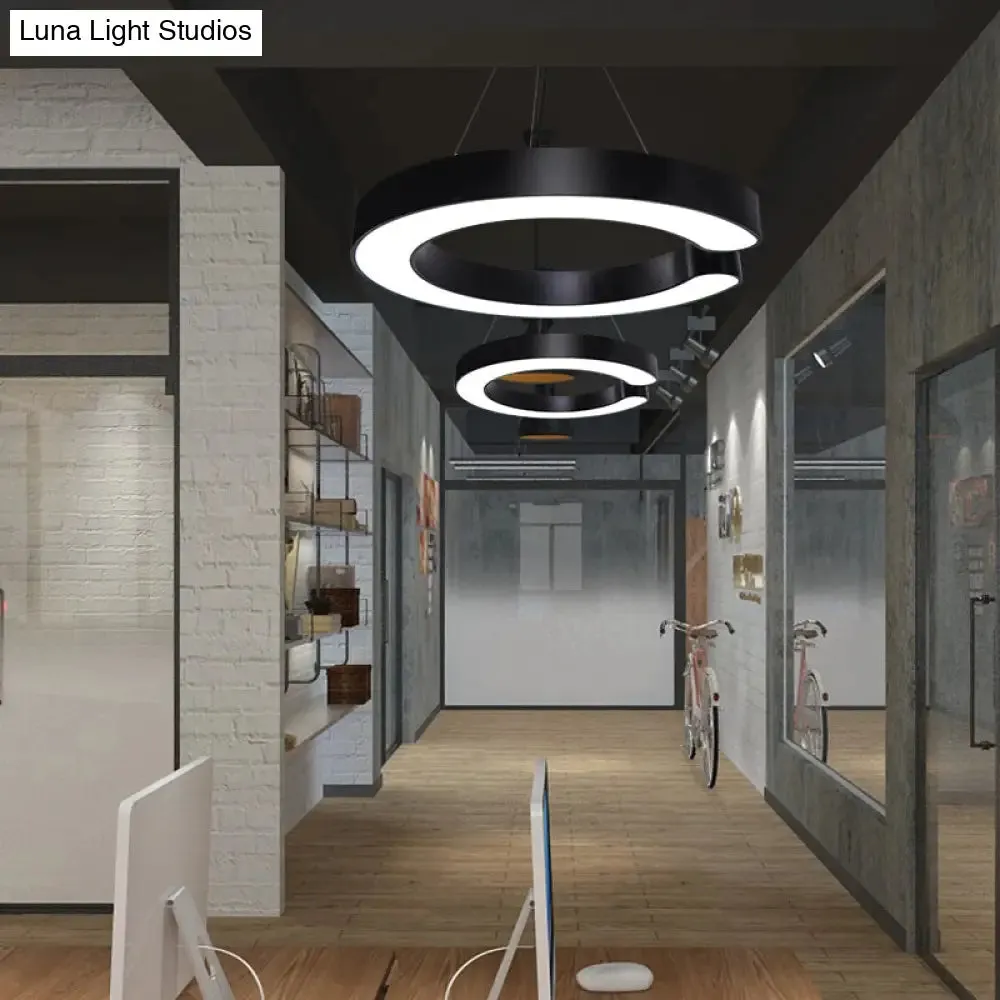 Minimalist C-Shaped LED Pendant Light for Office Ceiling