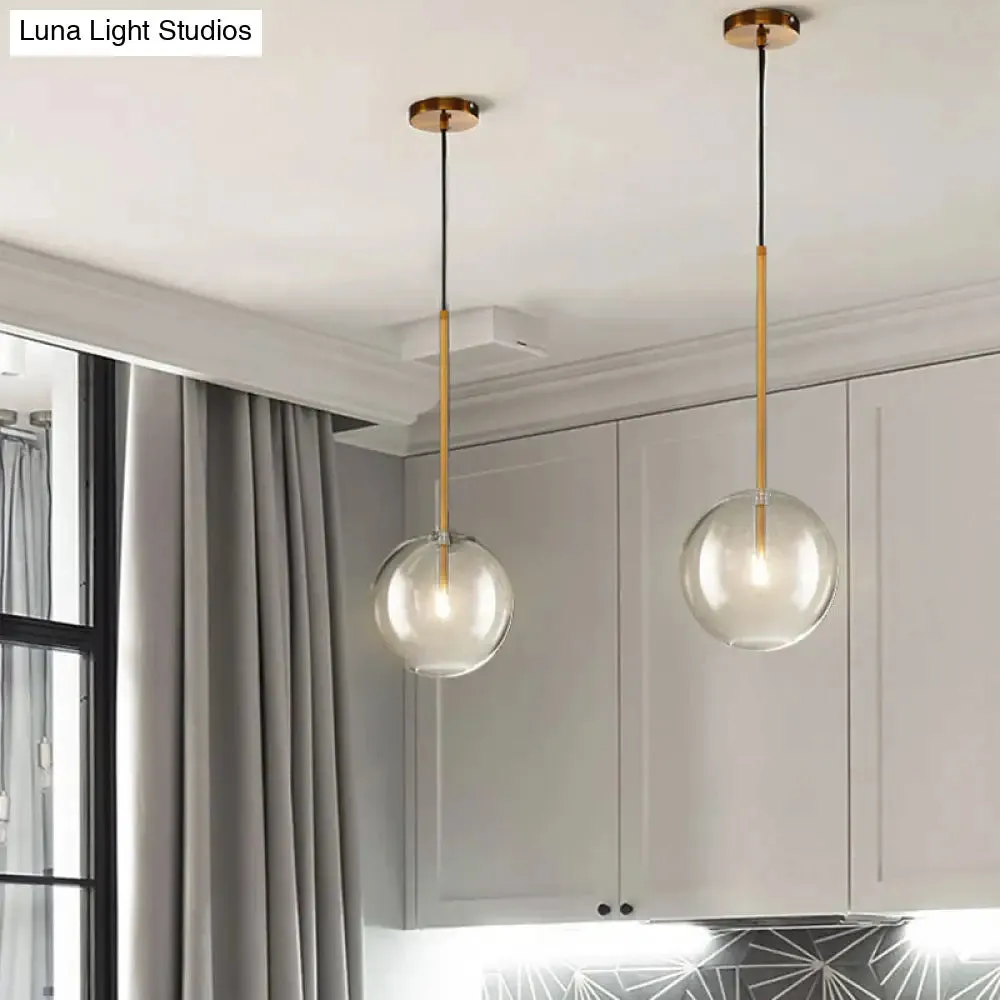 Minimalist Gold Globe Glass Pendant Light Fixture