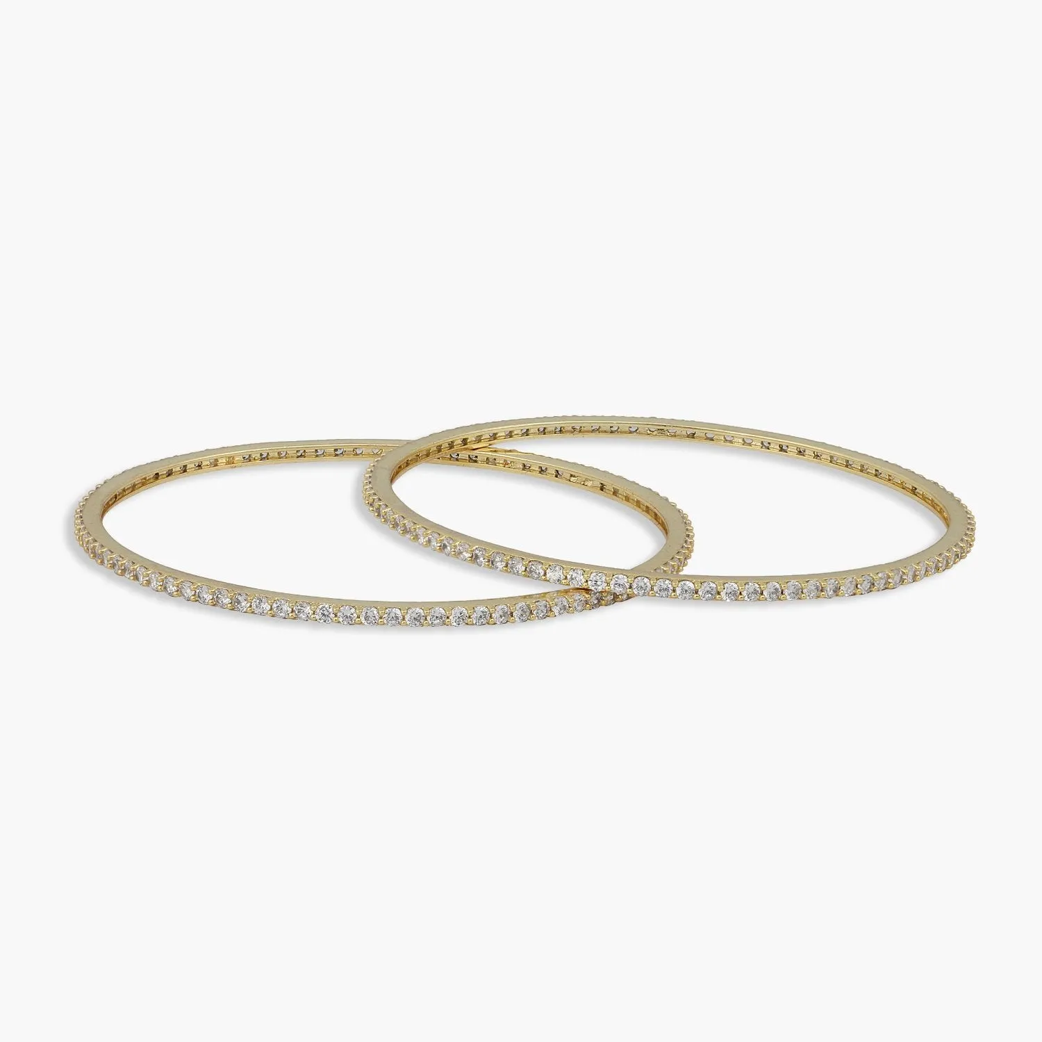 Minimalist Gold Plated CZ Silver Bangles