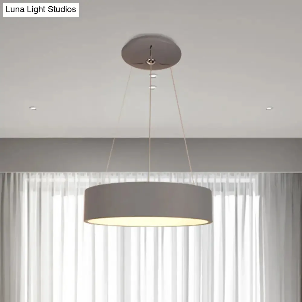 Minimalist Grey LED Pendant Lamp - Aluminum Ceiling Light for Dining Table