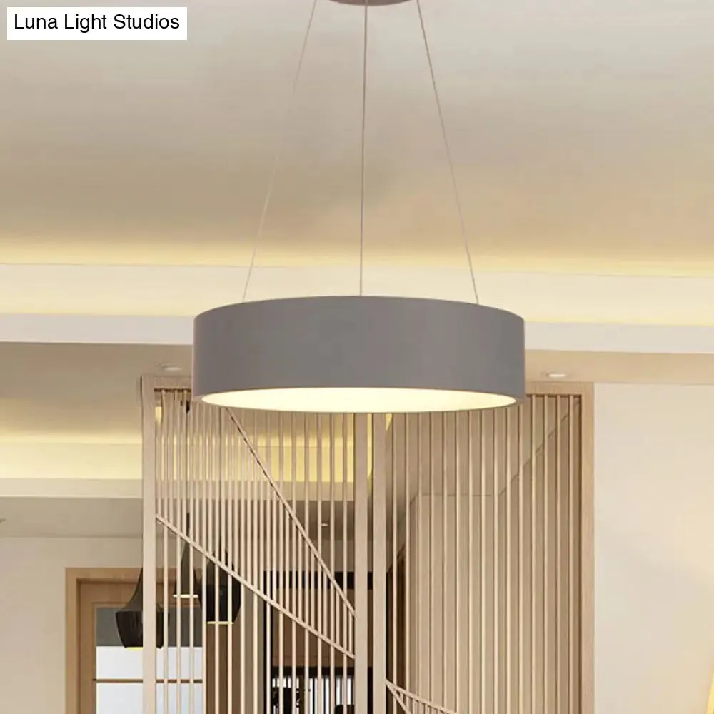 Minimalist Grey LED Pendant Lamp - Aluminum Ceiling Light for Dining Table