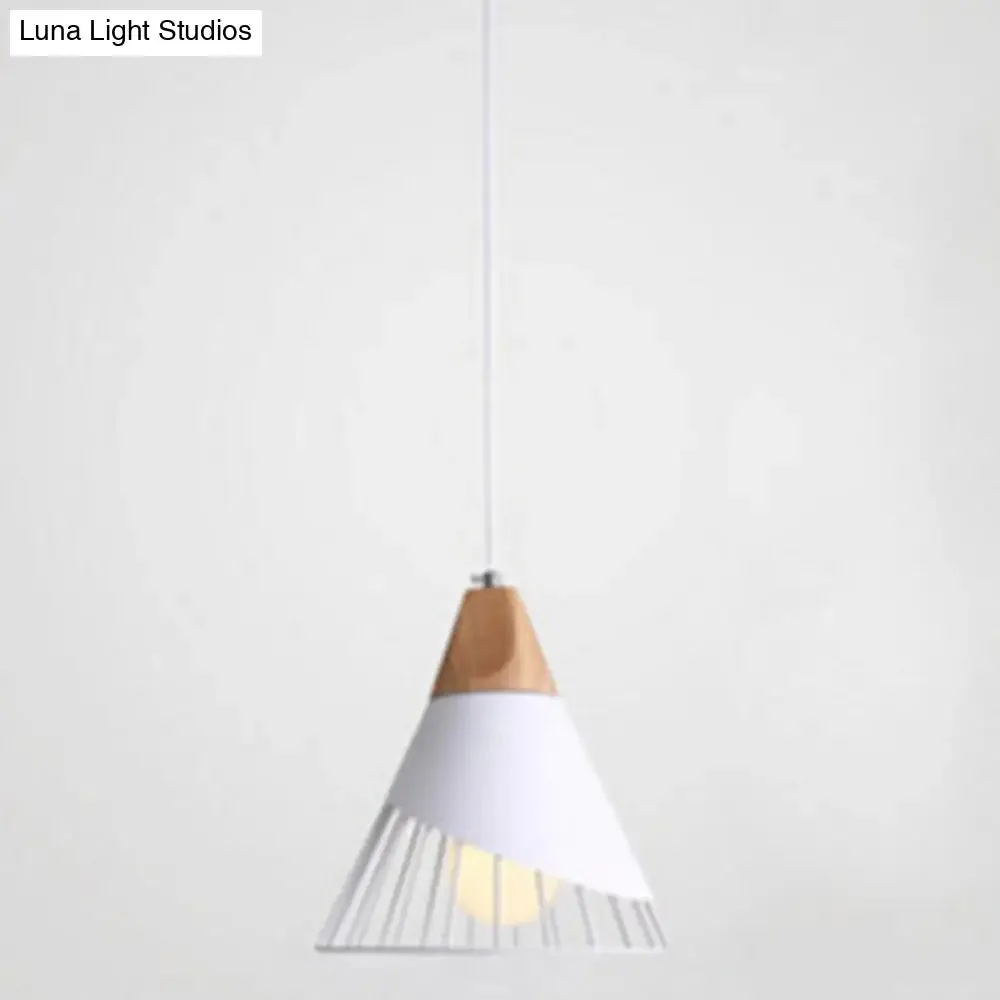 Minimalist Nordic Macaroon Hanging Light with Solid Wood Shade for Bedroom