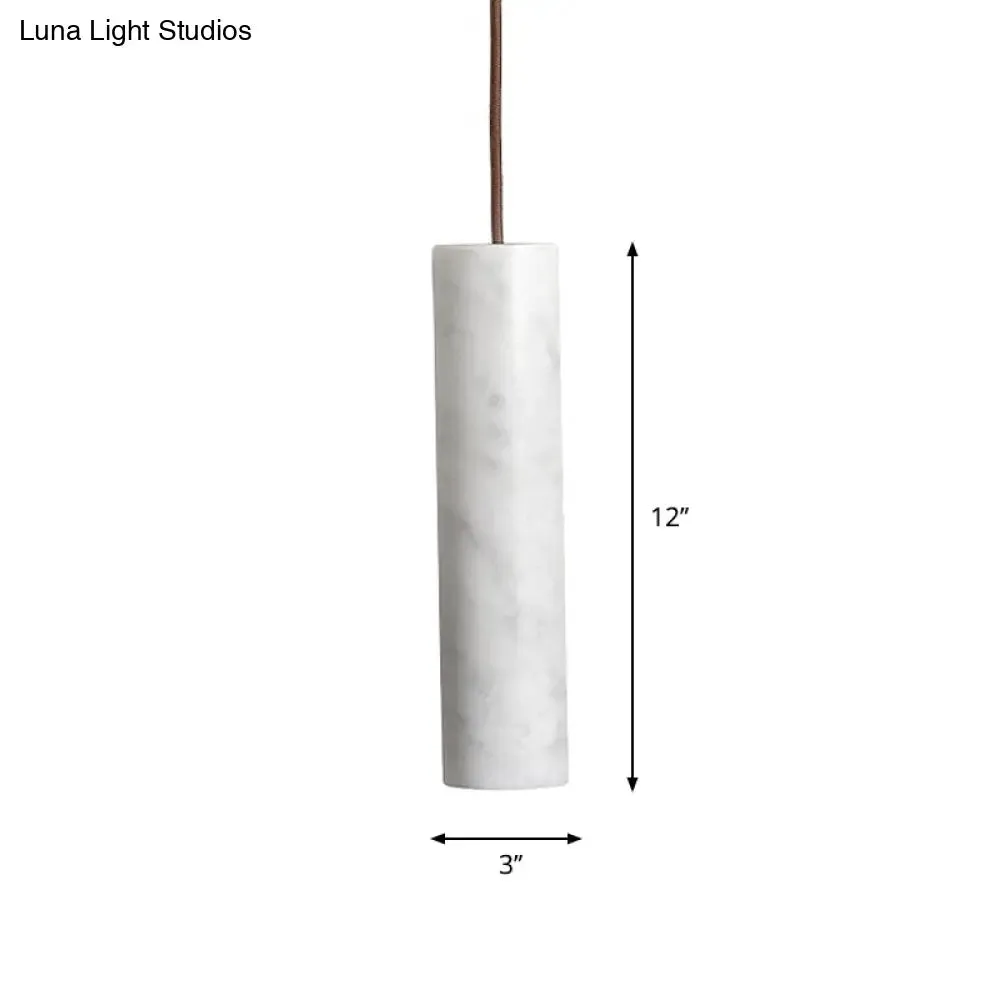 Minimalist Tubular Pendant Light - 1-Light Marble Ceiling Lamp for Restaurants (White)