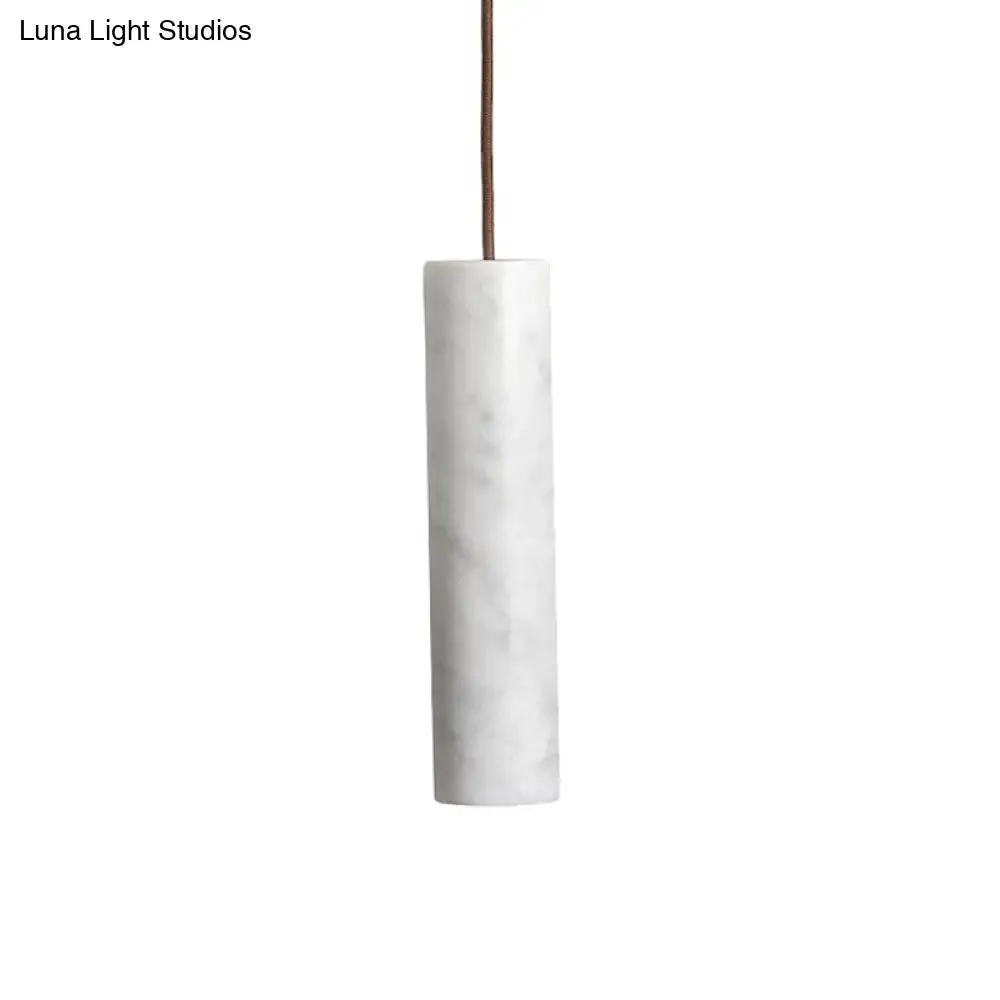 Minimalist Tubular Pendant Light - 1-Light Marble Ceiling Lamp for Restaurants (White)