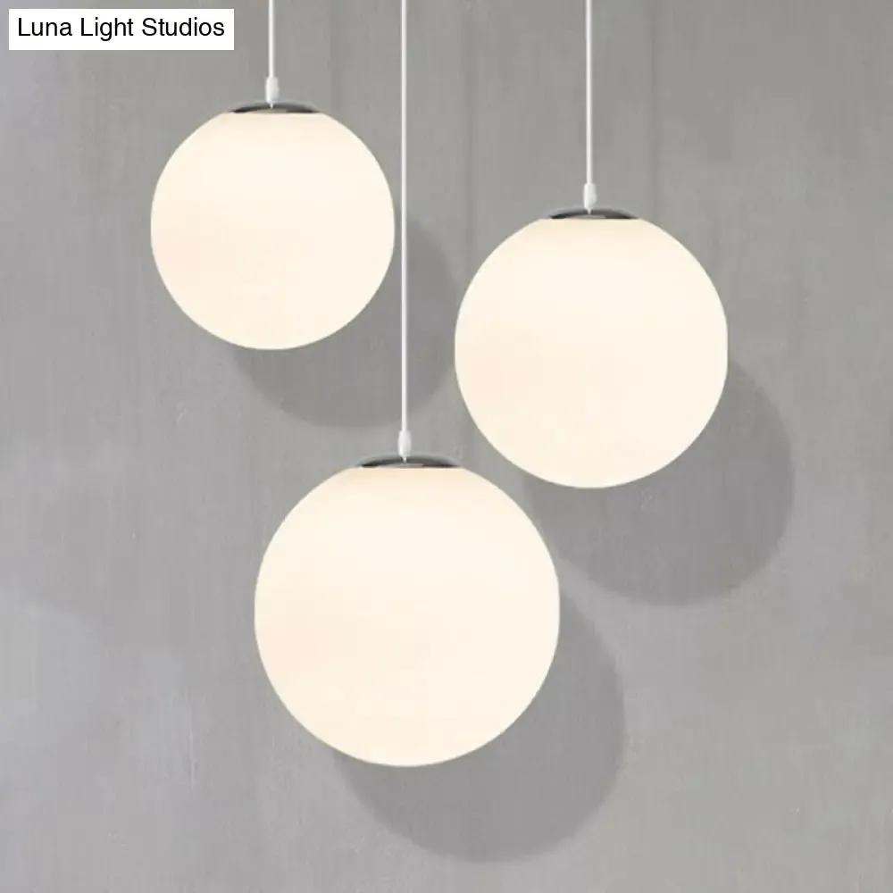 Minimalist White Sphere Opal Glass Ceiling Lamp for Single Restaurant