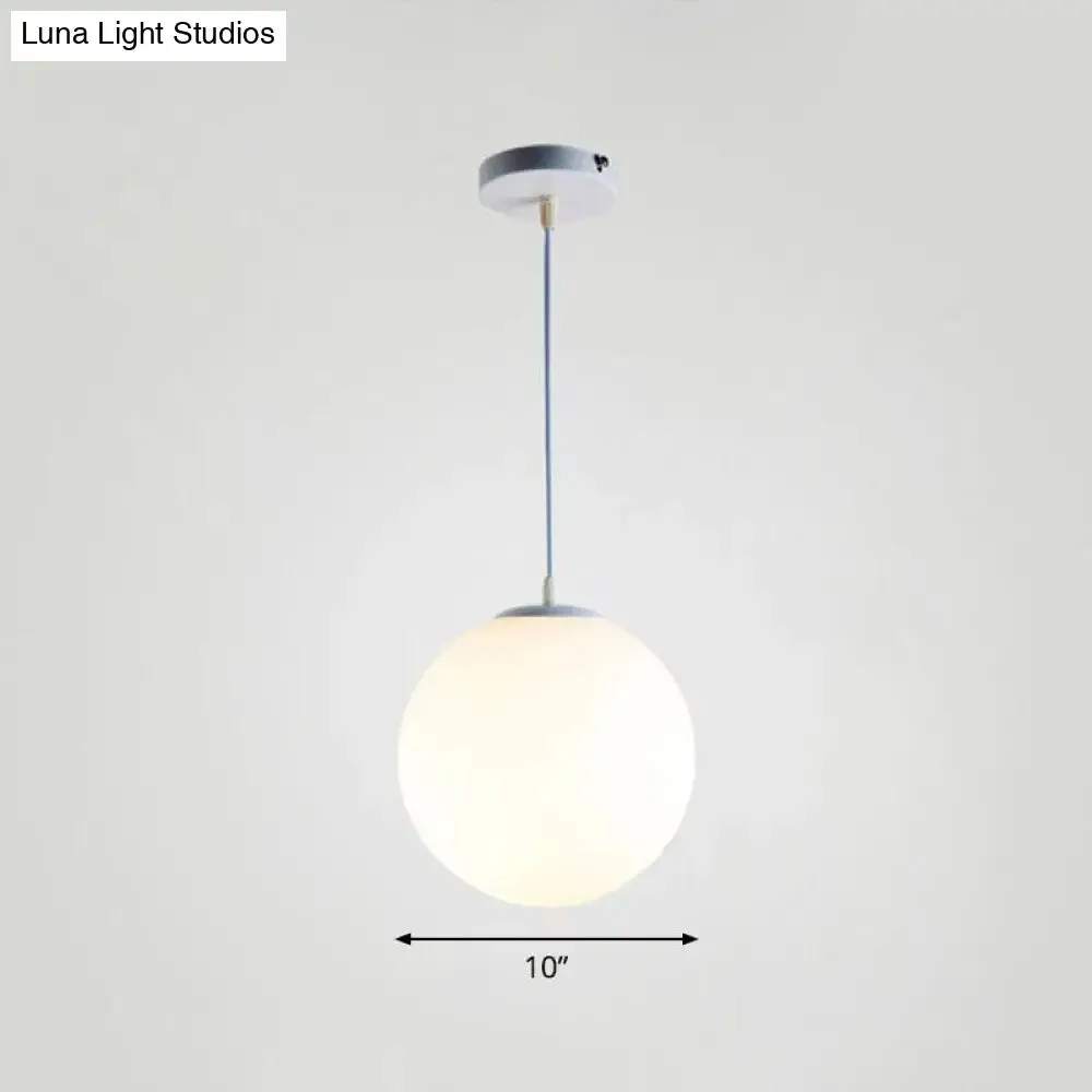 Minimalist White Sphere Opal Glass Ceiling Lamp for Single Restaurant