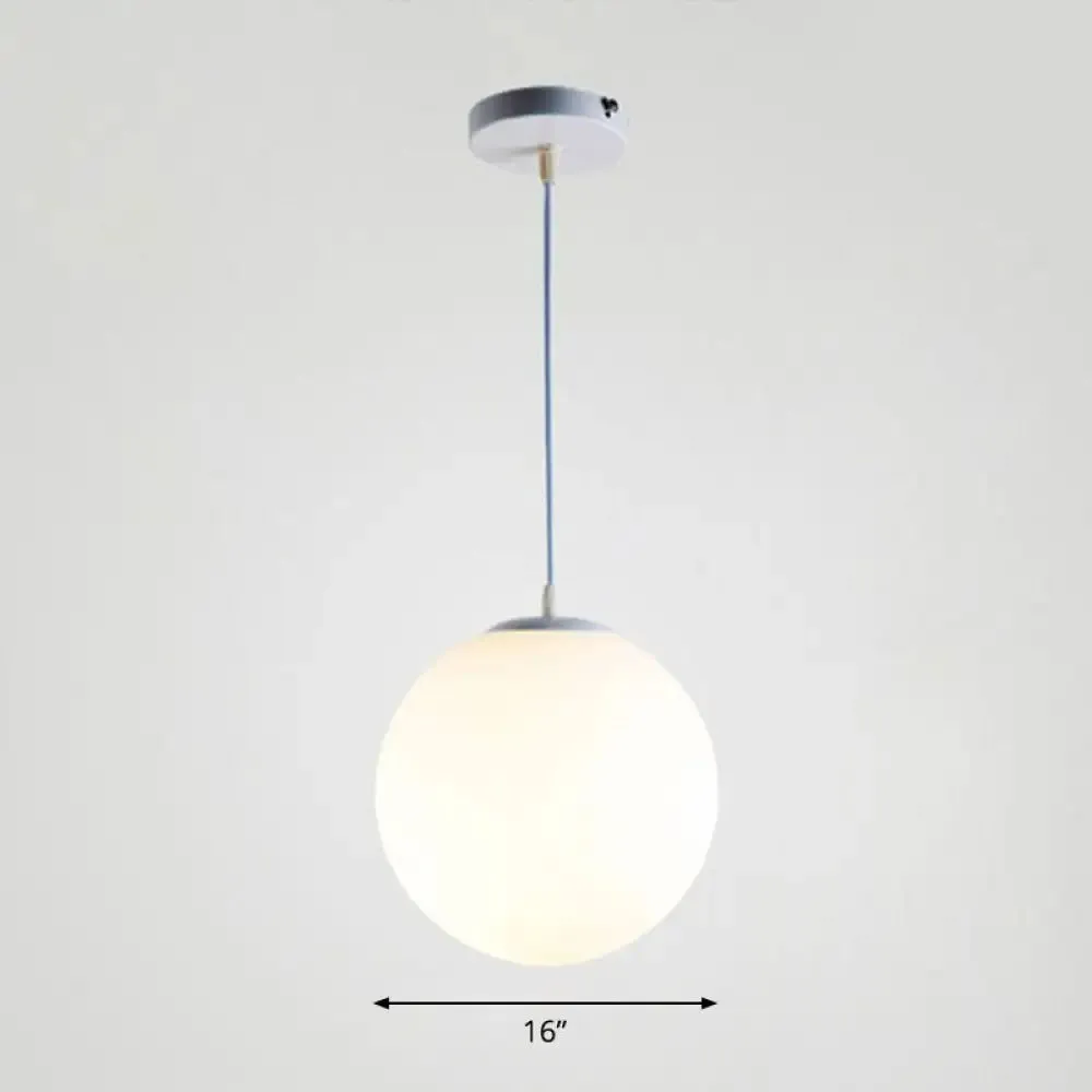 Minimalist White Sphere Opal Glass Ceiling Lamp for Single Restaurant