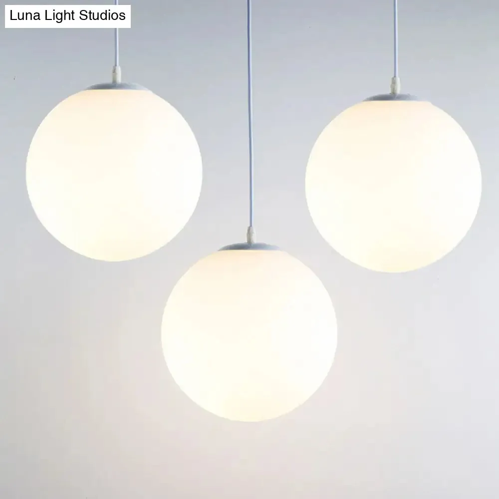 Minimalist White Sphere Opal Glass Ceiling Lamp for Single Restaurant