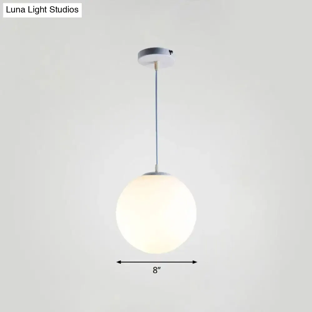 Minimalist White Sphere Opal Glass Ceiling Lamp for Single Restaurant