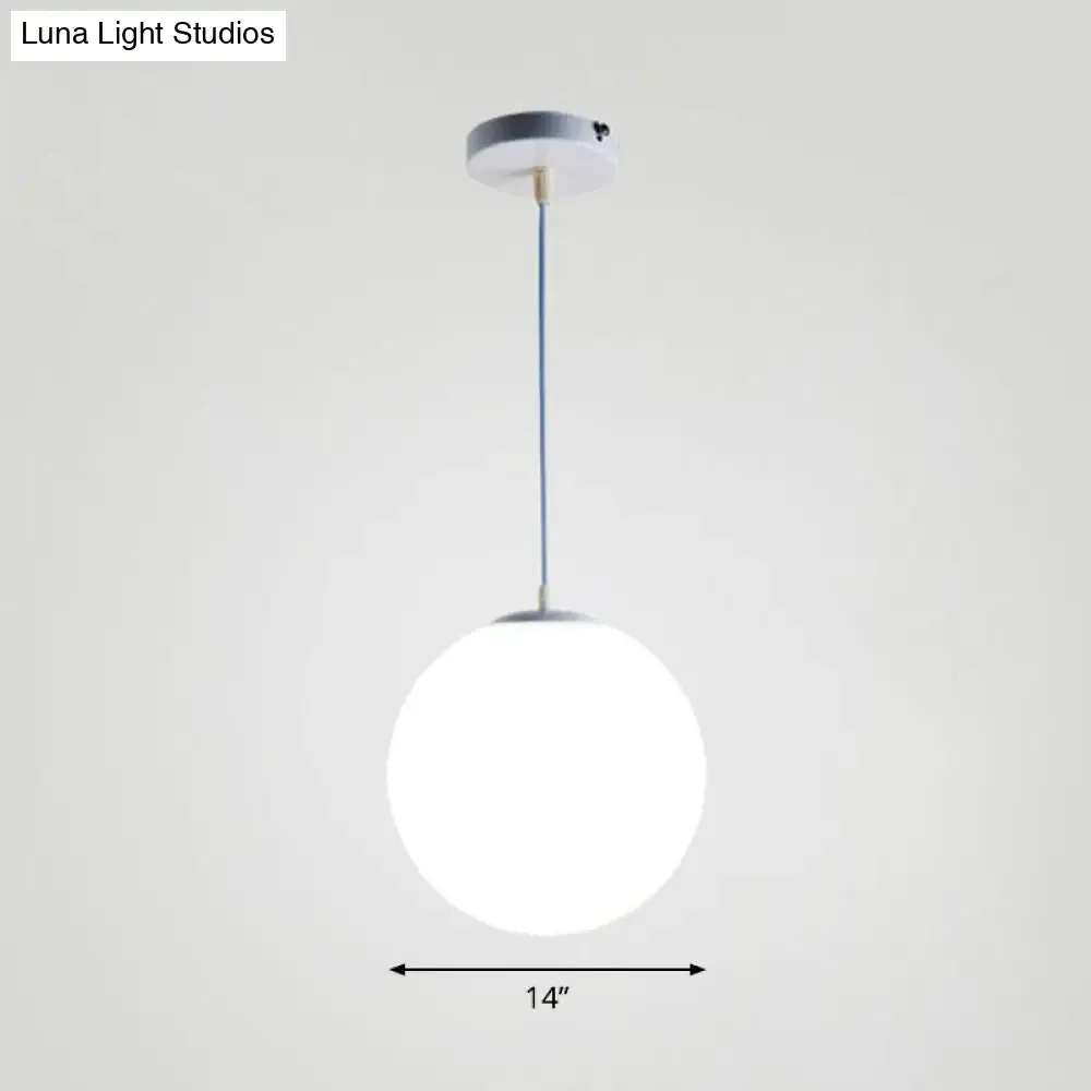 Minimalist White Sphere Opal Glass Ceiling Lamp for Single Restaurant