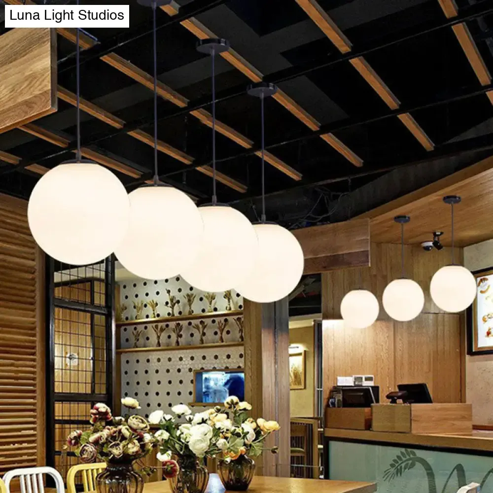 Minimalist White Sphere Opal Glass Ceiling Lamp for Single Restaurant