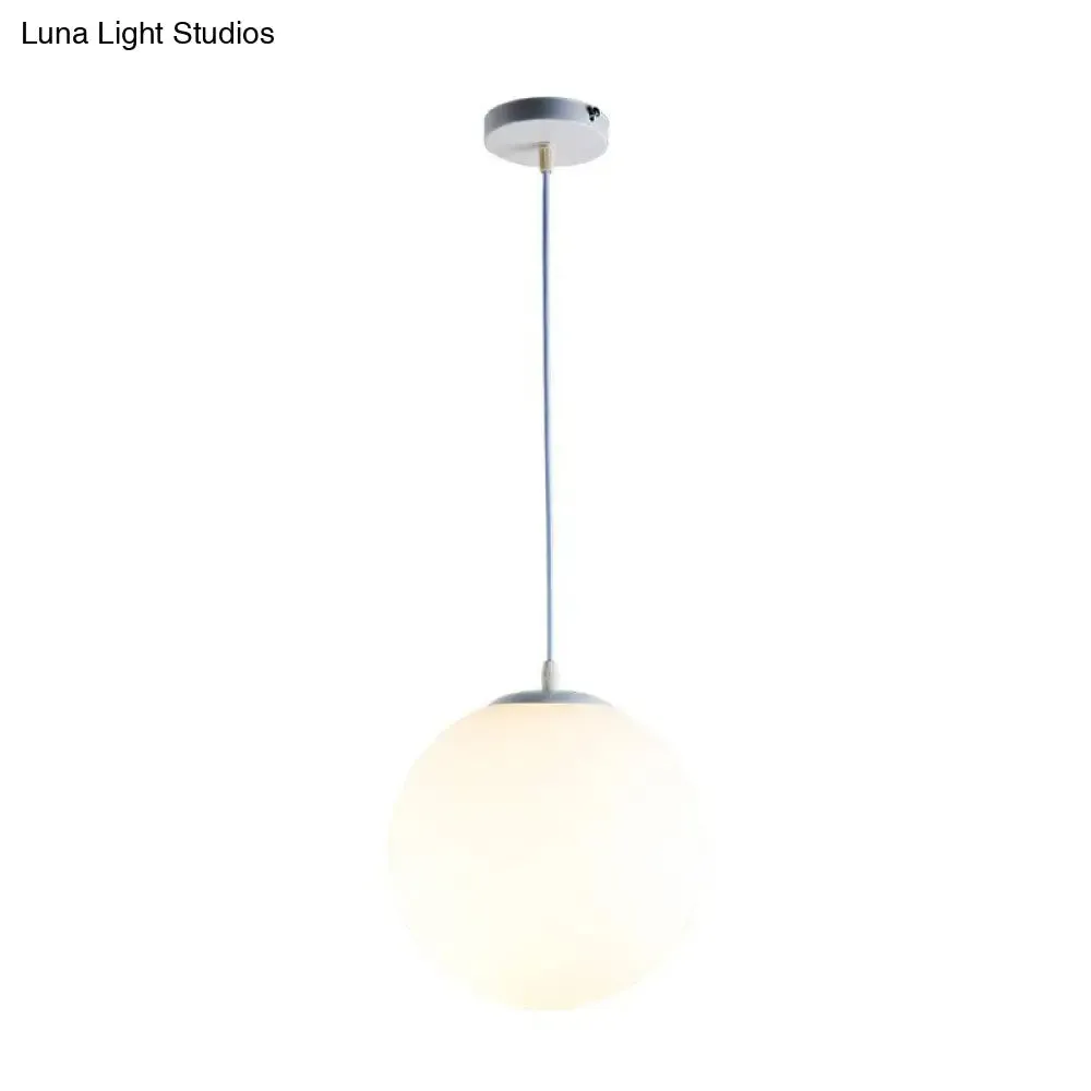 Minimalist White Sphere Opal Glass Ceiling Lamp for Single Restaurant