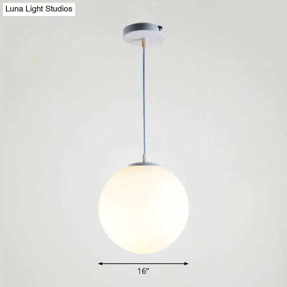 Minimalist White Sphere Opal Glass Ceiling Lamp for Single Restaurant