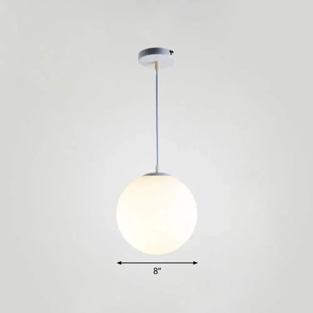 Minimalist White Sphere Opal Glass Ceiling Lamp for Single Restaurant